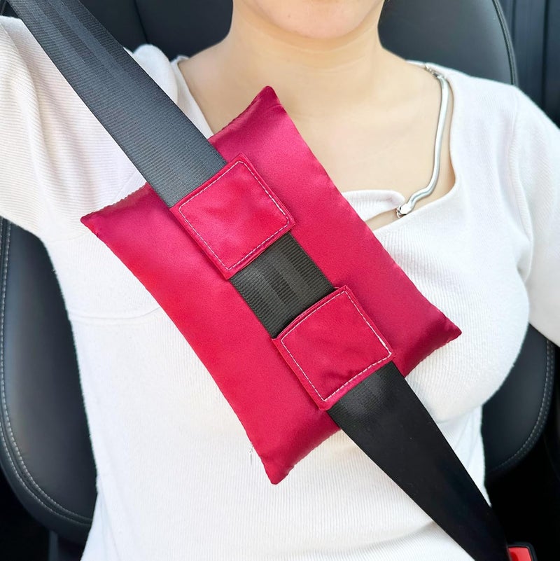 HapiPoppy Port Pillows Chemo Port Pillow for Seatbelt Pacemaker Chest Protector Chemo Patients Cancer Open-Heart Incision Recovery Post Surgery Support Cushion Gifts, Silky Satin Burgundy - Image 1